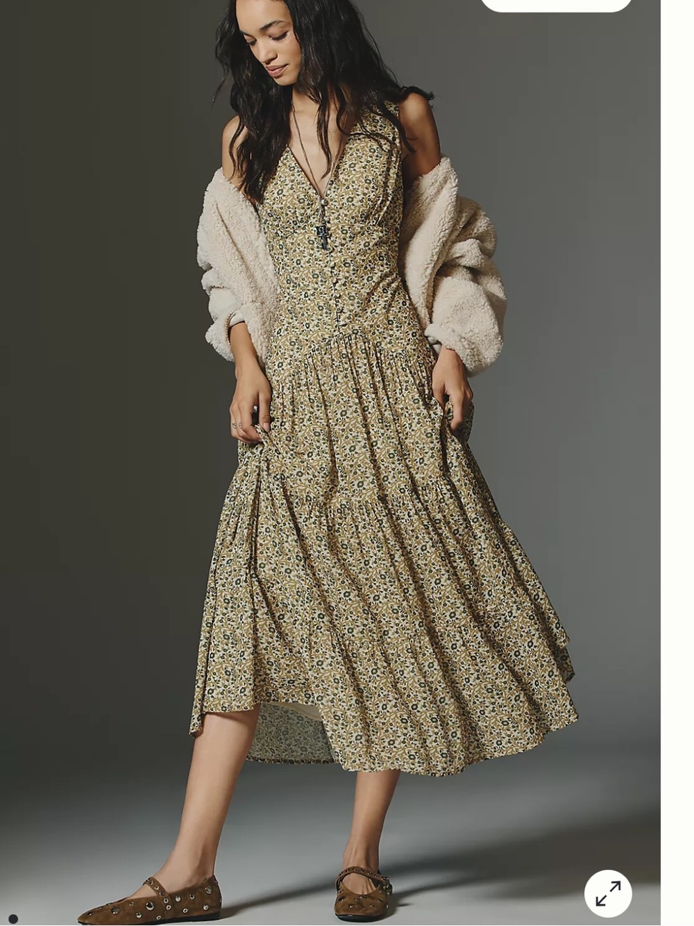 NWT retail $168 size S #Anthropologie Sleeveless V-Neck Tiered A-Line Midi Dress